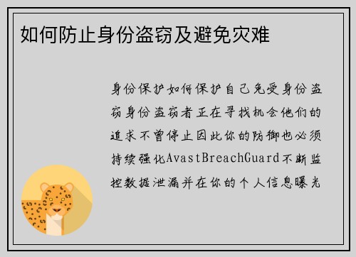 如何防止身份盗窃及避免灾难